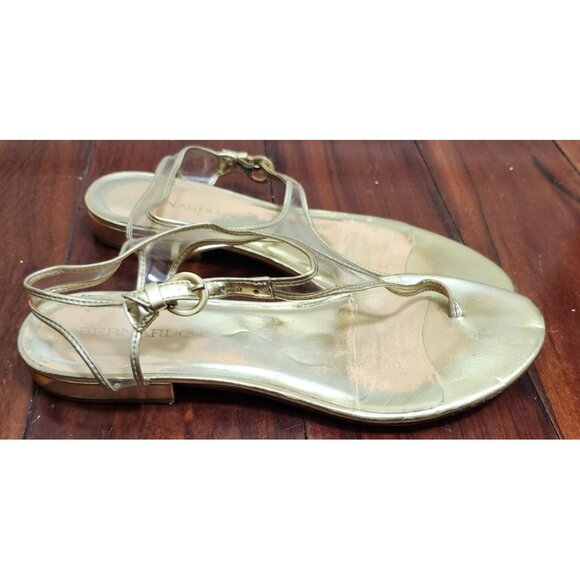 Bernardo Women’s Parker Gold Leather Thong Sandals Flat Strappy Minimalist 9.5 M - Picture 5 of 13
